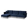 Baxton Studio Galena Contemporary Navy Blue Velvet and Black Metal Sectional Sofa with Left Facing Chaise 182-11703-Zoro